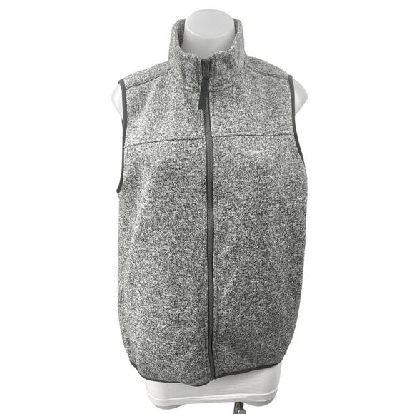 Eddie Bauer Women's Gray Sleeveless Turtleneck Fleece Full Zip Sweater Vest L - Picture 1 of 4